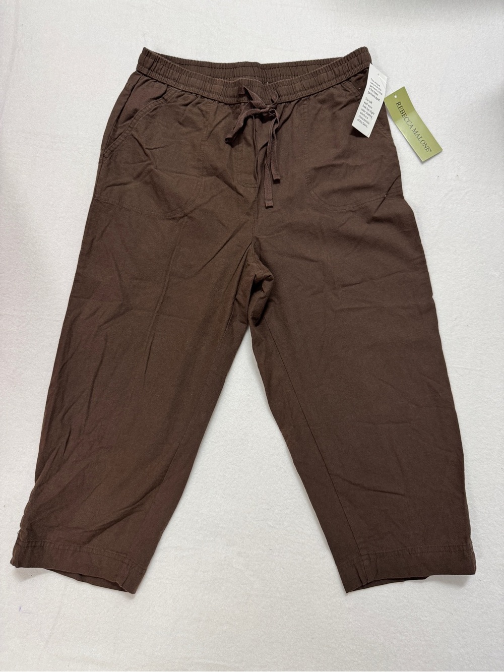 Rebecca Malone 100% Cotton Brown Capri Pants Size Small NWT